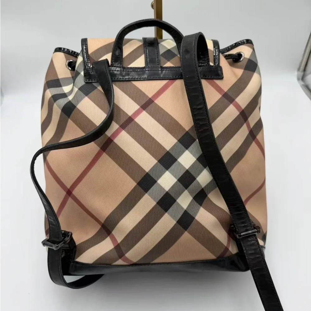 Burberry Beige and Black Checkered Backpack - Picture 2 of 4